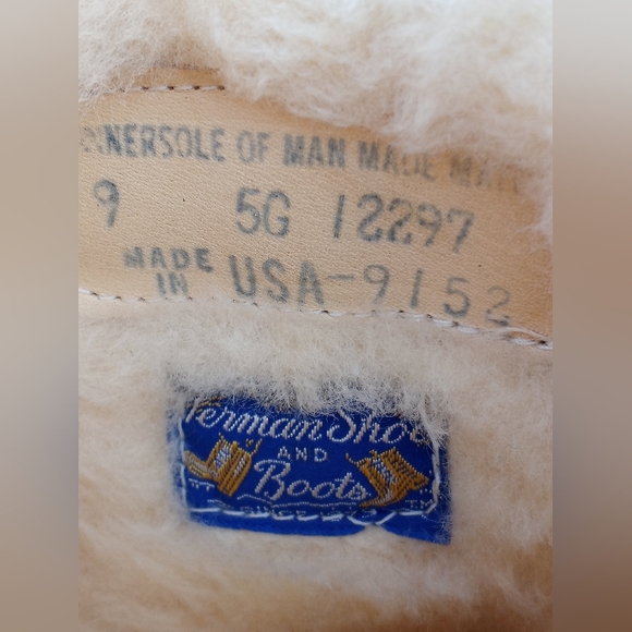 Vintage Herman Neoprene Oil Resistant Steel Toe Tan Brown Leather Boots size 9 - Picture 4 of 9